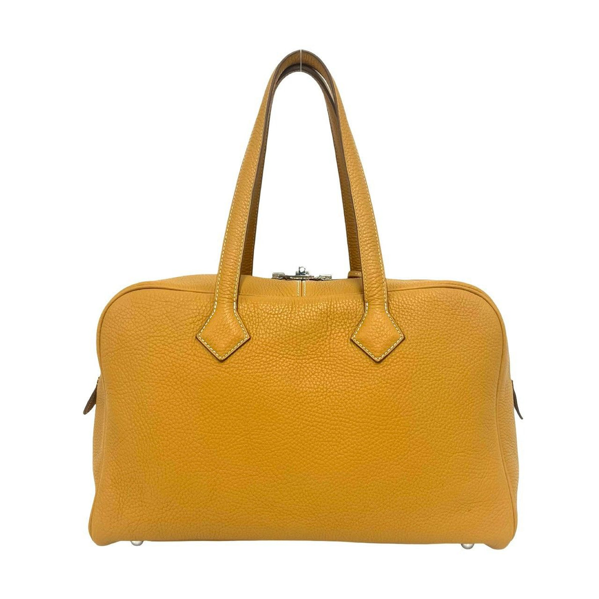 Hermes With Key Viktoriia 35 Taurillon Clemence Leather Boston Bag Natural Sable — view 3