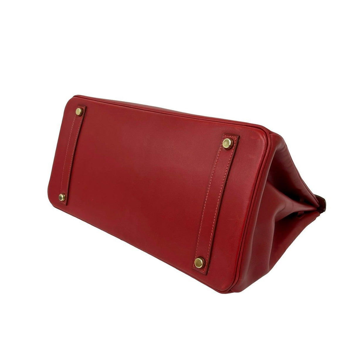 Hermes Bag with Key Vintage Birkin 35 Box Calf Leather Handbag Rouge — view 8