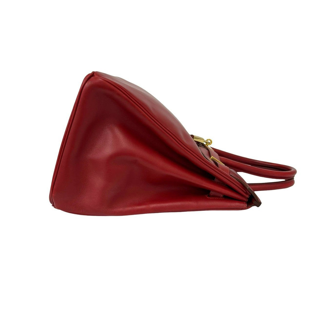 Hermes Bag with Key Vintage Birkin 35 Box Calf Leather Handbag Rouge — view 6