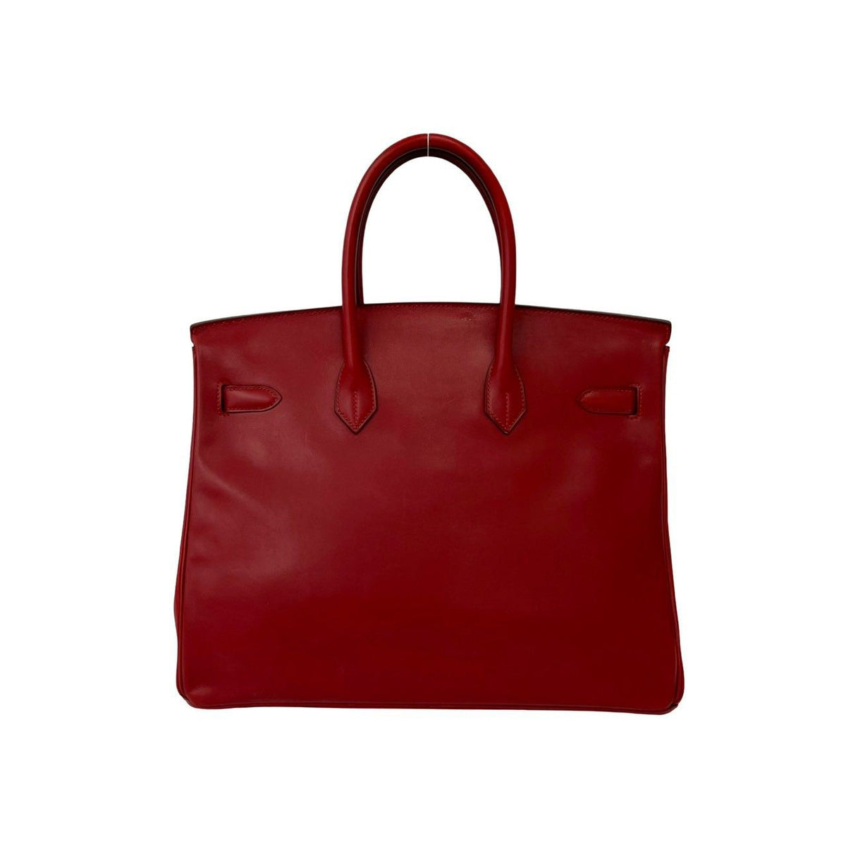 Hermes Bag with Key Vintage Birkin 35 Box Calf Leather Handbag Rouge — view 3