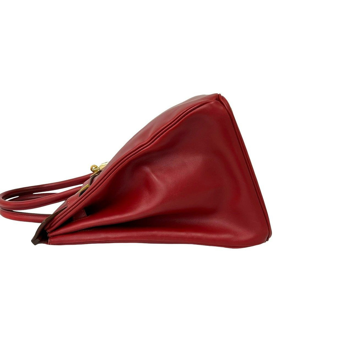 Hermes Bag with Key Vintage Birkin 35 Box Calf Leather Handbag Rouge — view 5
