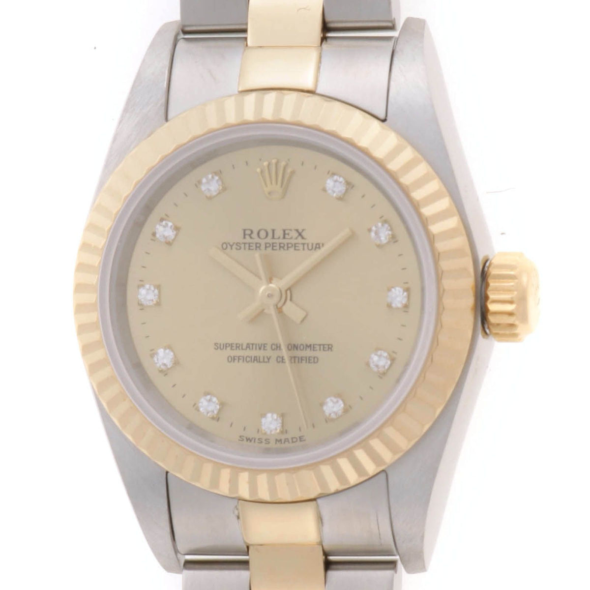 Rolex Oyster Perpetual Watch Stainless Steel Champagne Dial Automatic