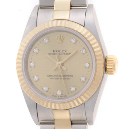 Rolex Oyster Perpetual Watch Stainless Steel Champagne Dial Automatic