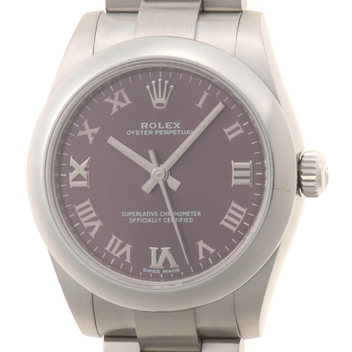 Rolex Oyster Perpetual Watch Stainless Steel Red Gray Dial Automatic