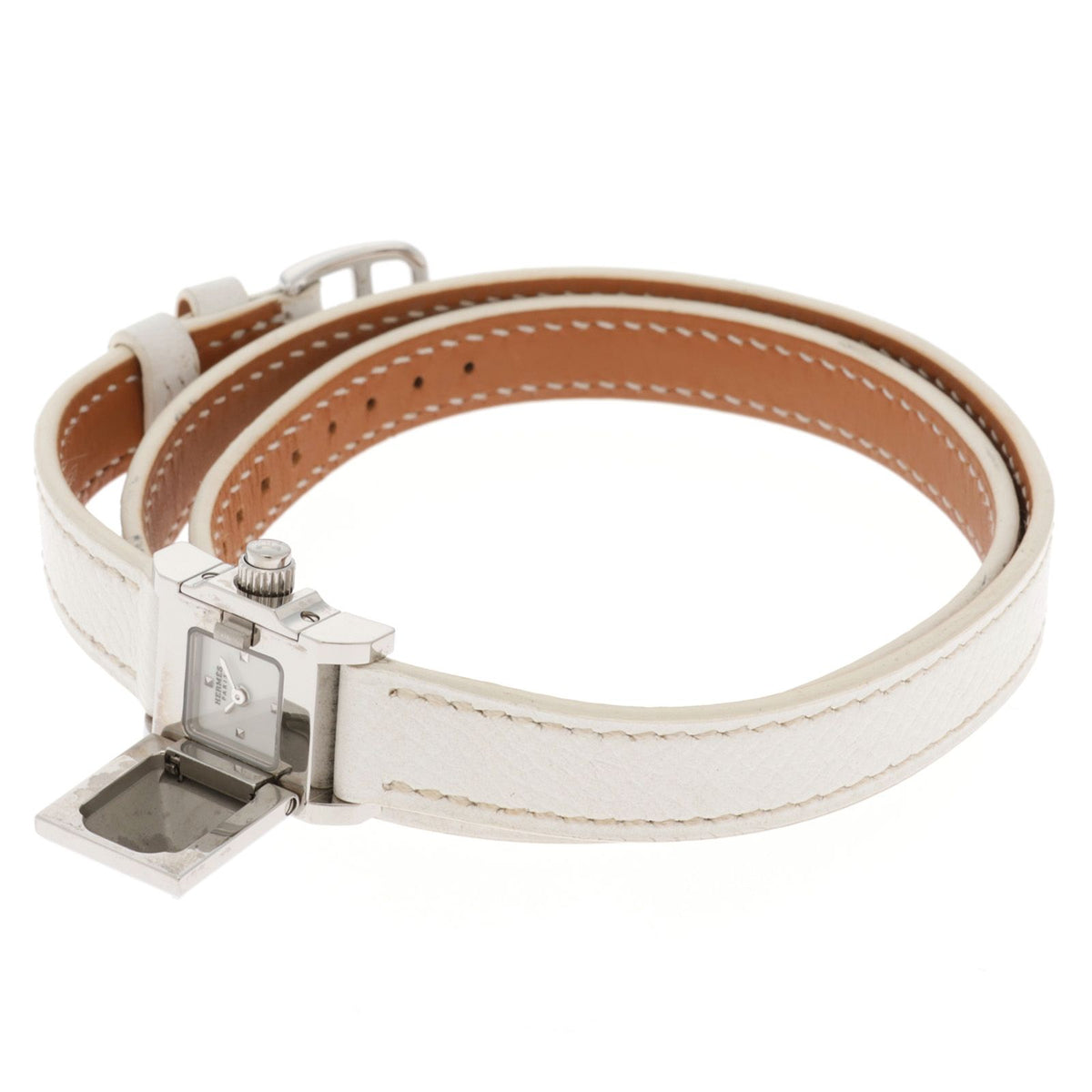 Hermes Medor Lock Triple Tour Watch Stainless Steel White Dial Quartz — view 4