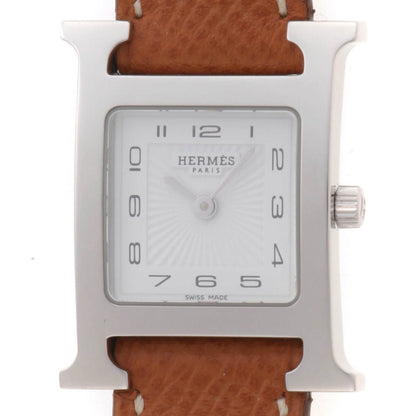 Hermes H Watch Stainless Steel White Dial Quartz