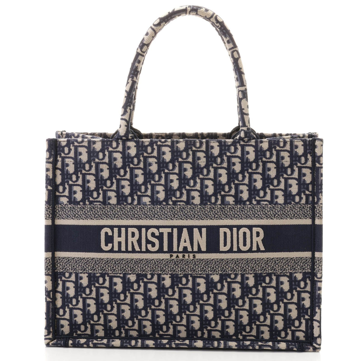 Dior Oblique Book Tote Bag Medium Navy Canvas