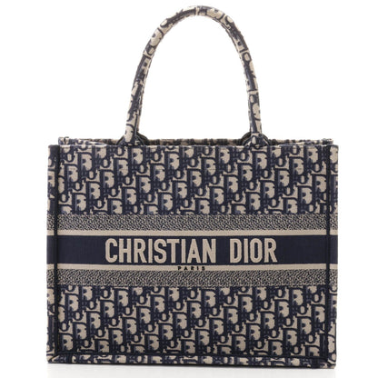 Dior Oblique Book Tote Bag Medium Navy Canvas