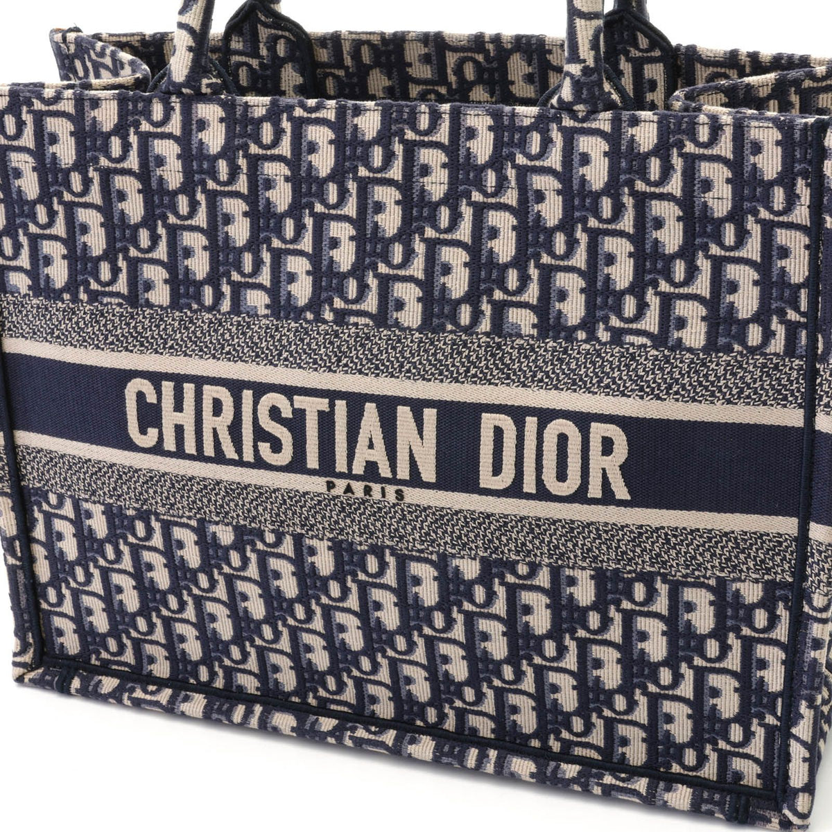 Dior Oblique Book Tote Bag Medium Navy Canvas — view 6