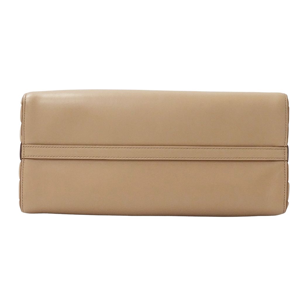 Prada Tote Shoulder Bag 2-Way Bibliotheque Leather Pink Beige Logo — view 3