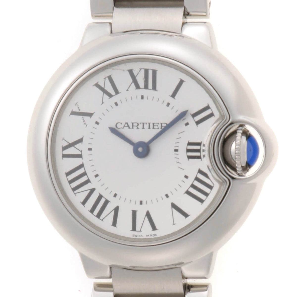 Cartier Ballon Bleu SM 28 Watch SS Stainless Steel Silver Dial Quartz
