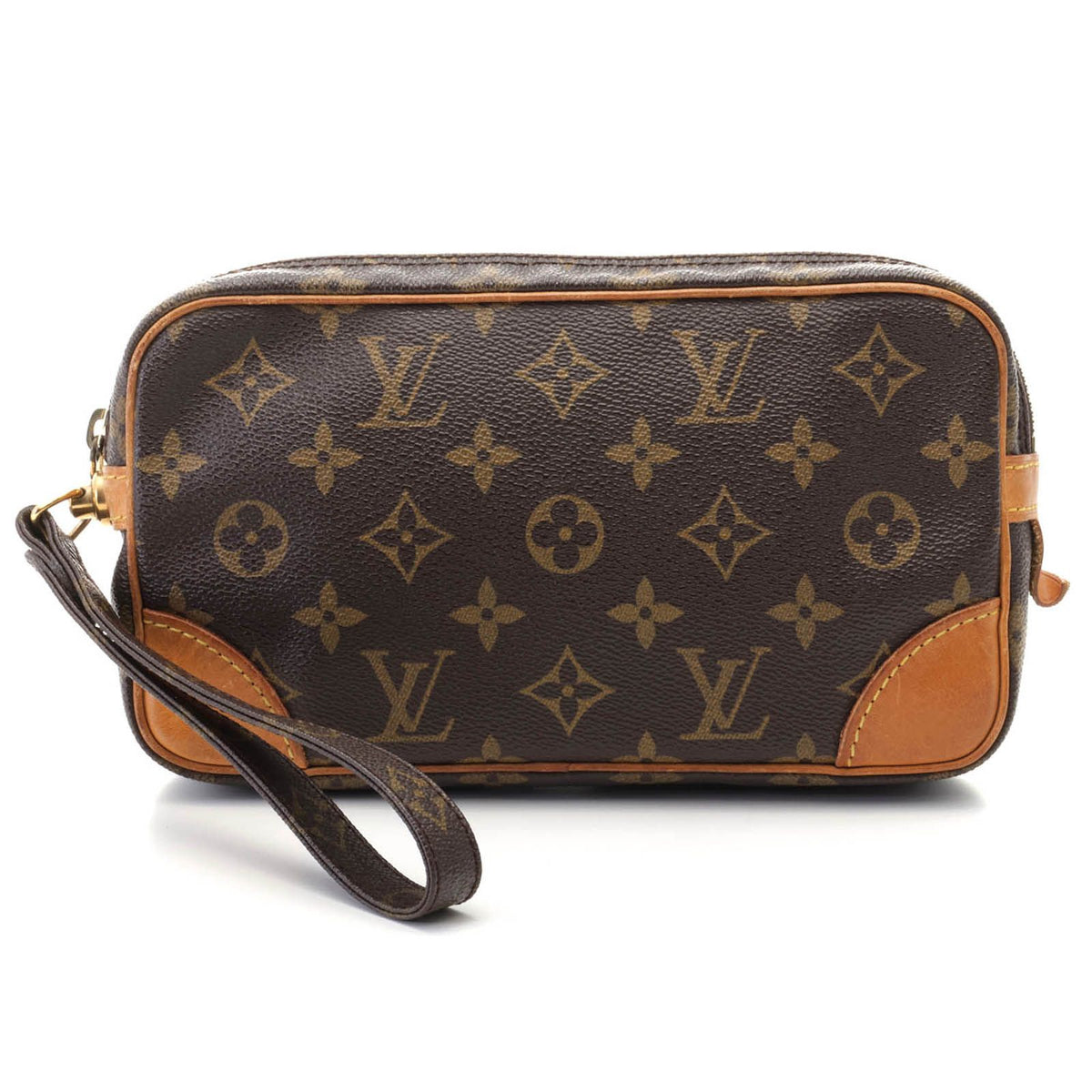 Louis Vuitton Marly Dragonne PM Monogram Clutch Canvas Brown