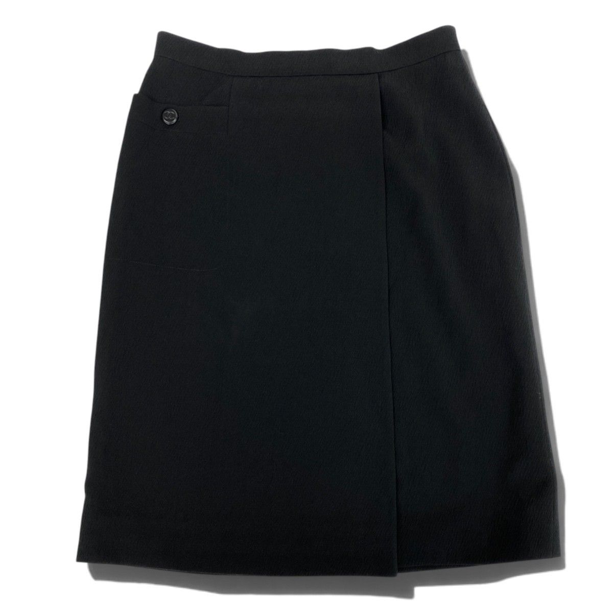 Chanel Knee Length Skirt CC Logo Black Wool 38 — view 2