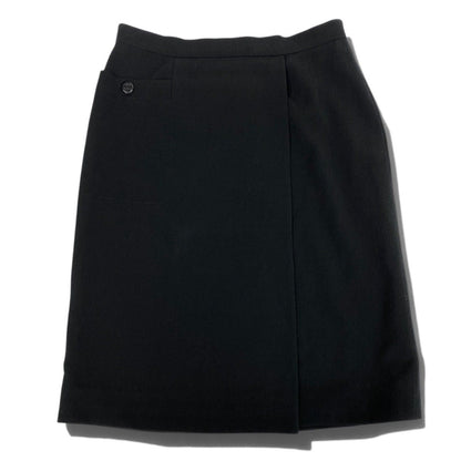 Chanel Knee Length Skirt CC Logo Black Wool 38 — view 2