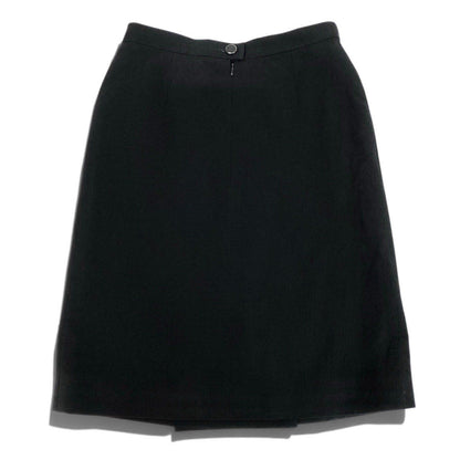 Chanel Knee Length Skirt CC Logo Black Wool 38 — view 3