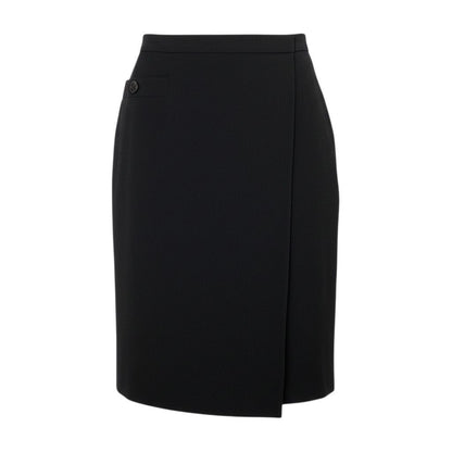 Chanel Knee Length Skirt CC Logo Black Wool 38