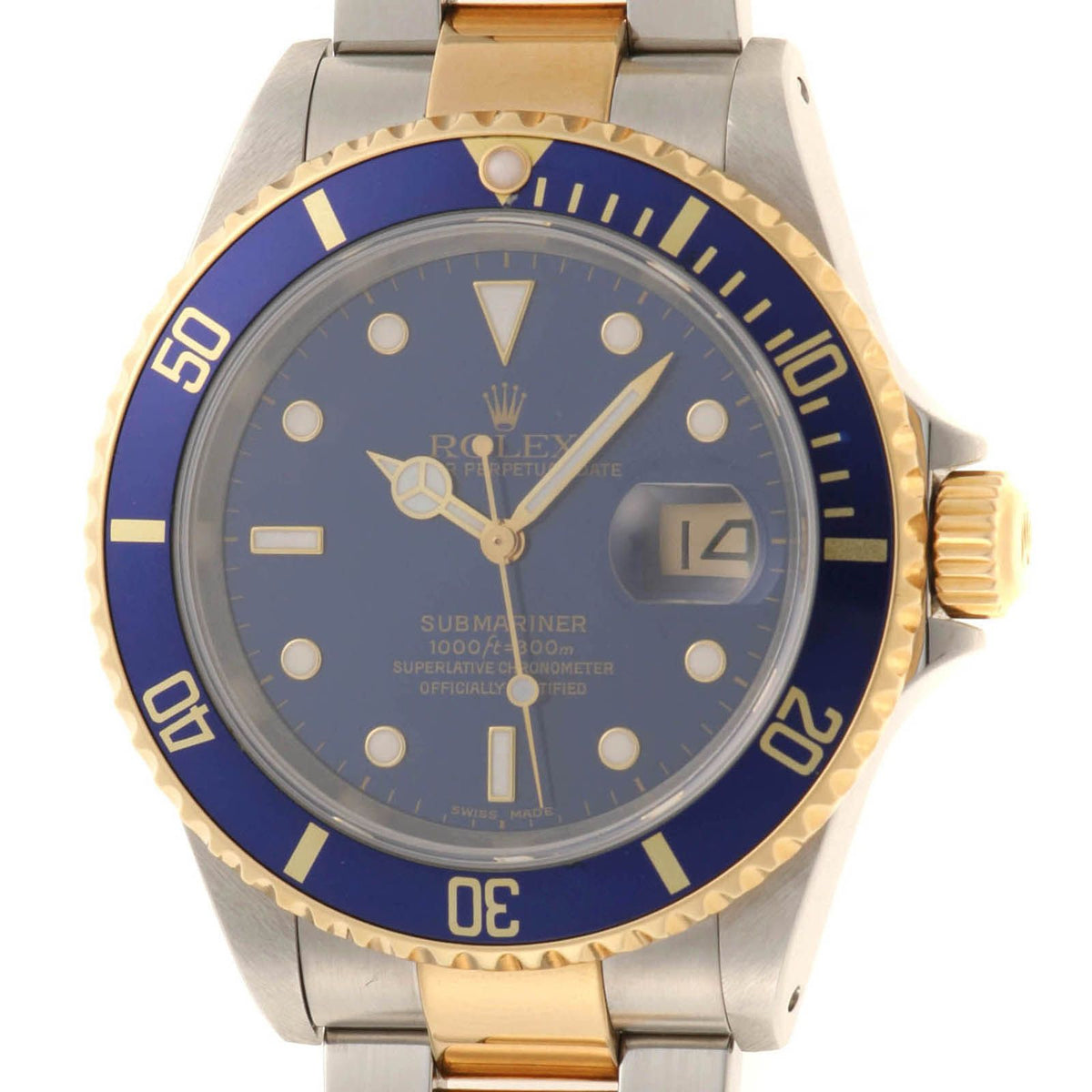 Rolex Submariner Watch 18k Yellow Gold 18k Blue Automatic