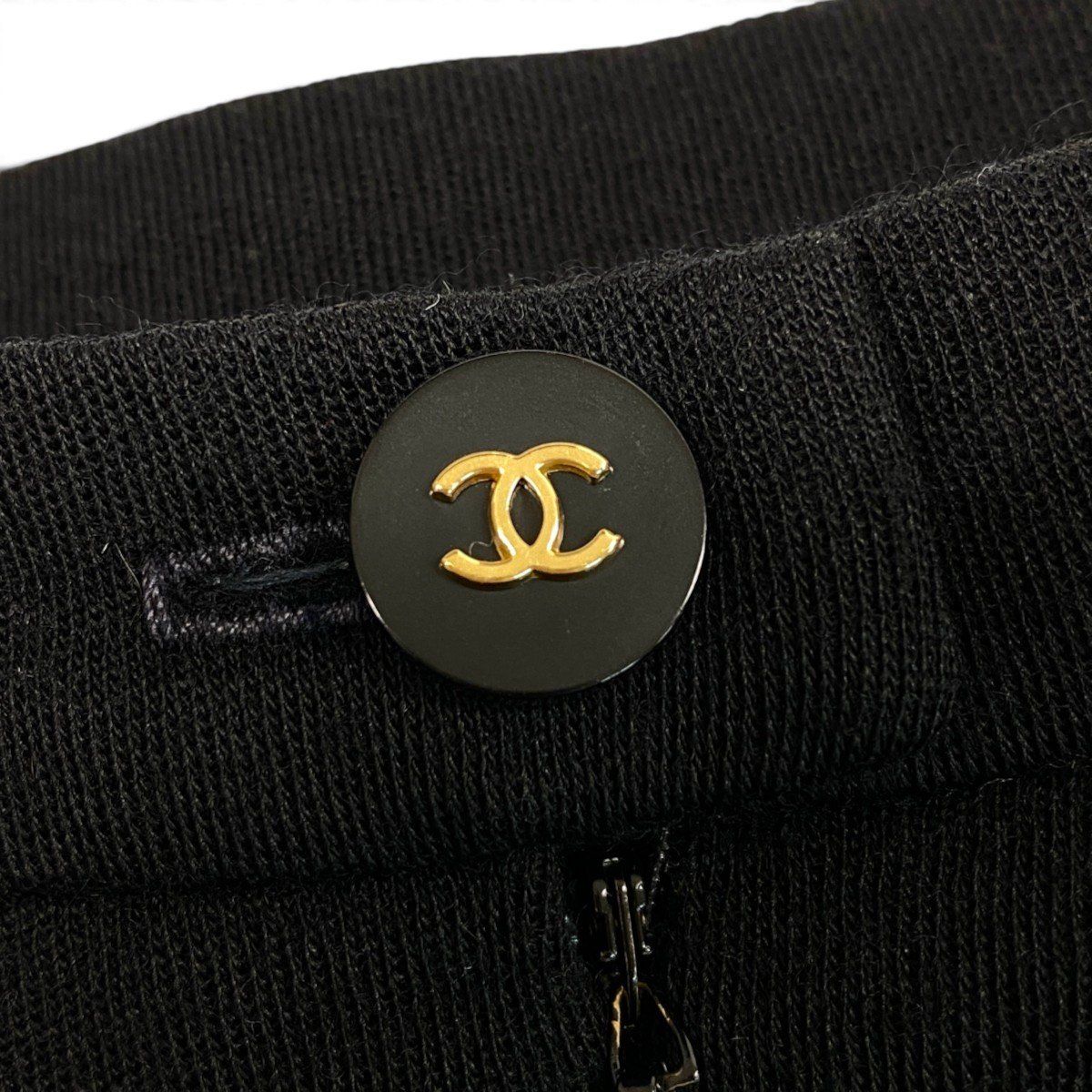 Chanel Skirt CC Logo Knee-Length Black Wool 42 — view 7