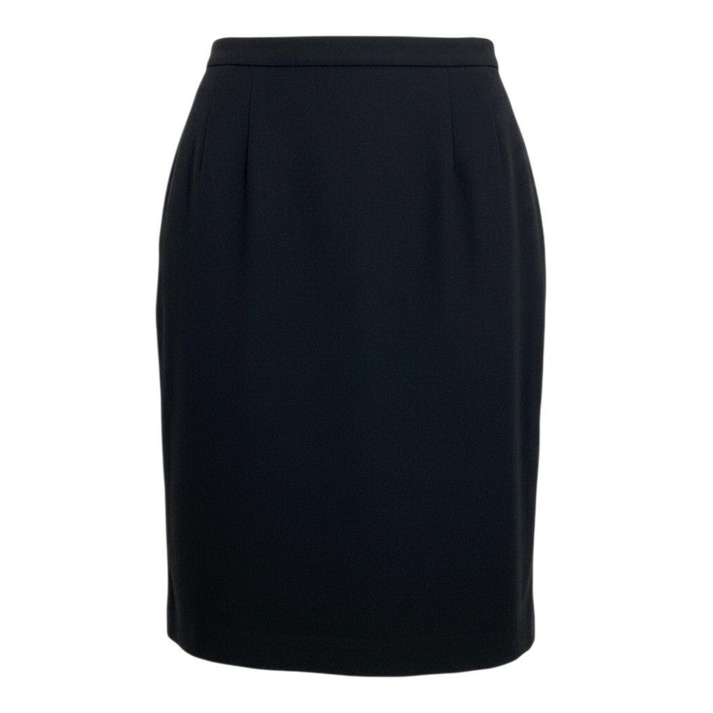 Chanel Skirt CC Logo Knee-Length Black Wool 42