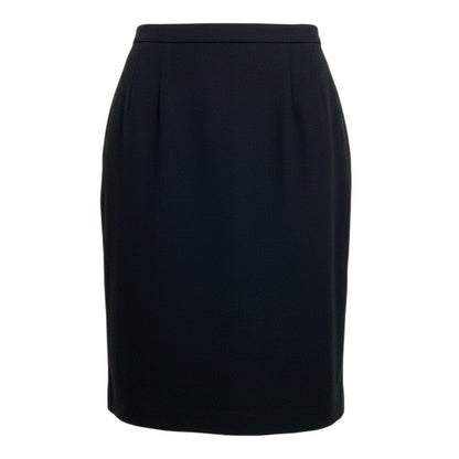 Chanel Skirt CC Logo Knee-Length Black Wool 42