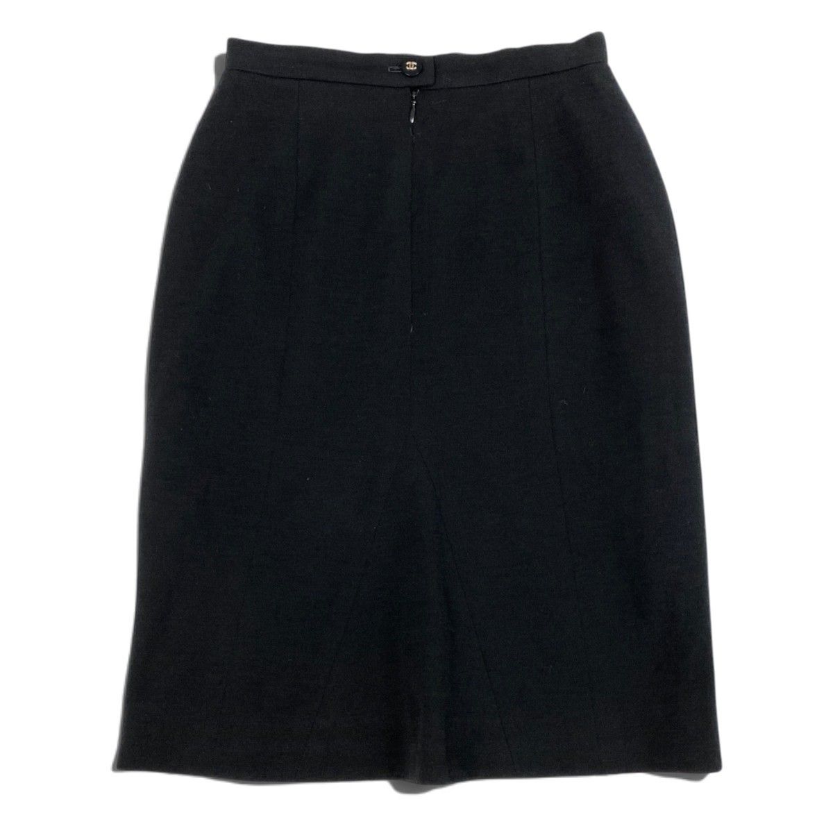 Chanel Skirt CC Logo Knee-Length Black Wool 42 — view 3