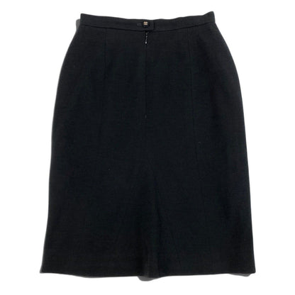 Chanel Skirt CC Logo Knee-Length Black Wool 42 — view 3