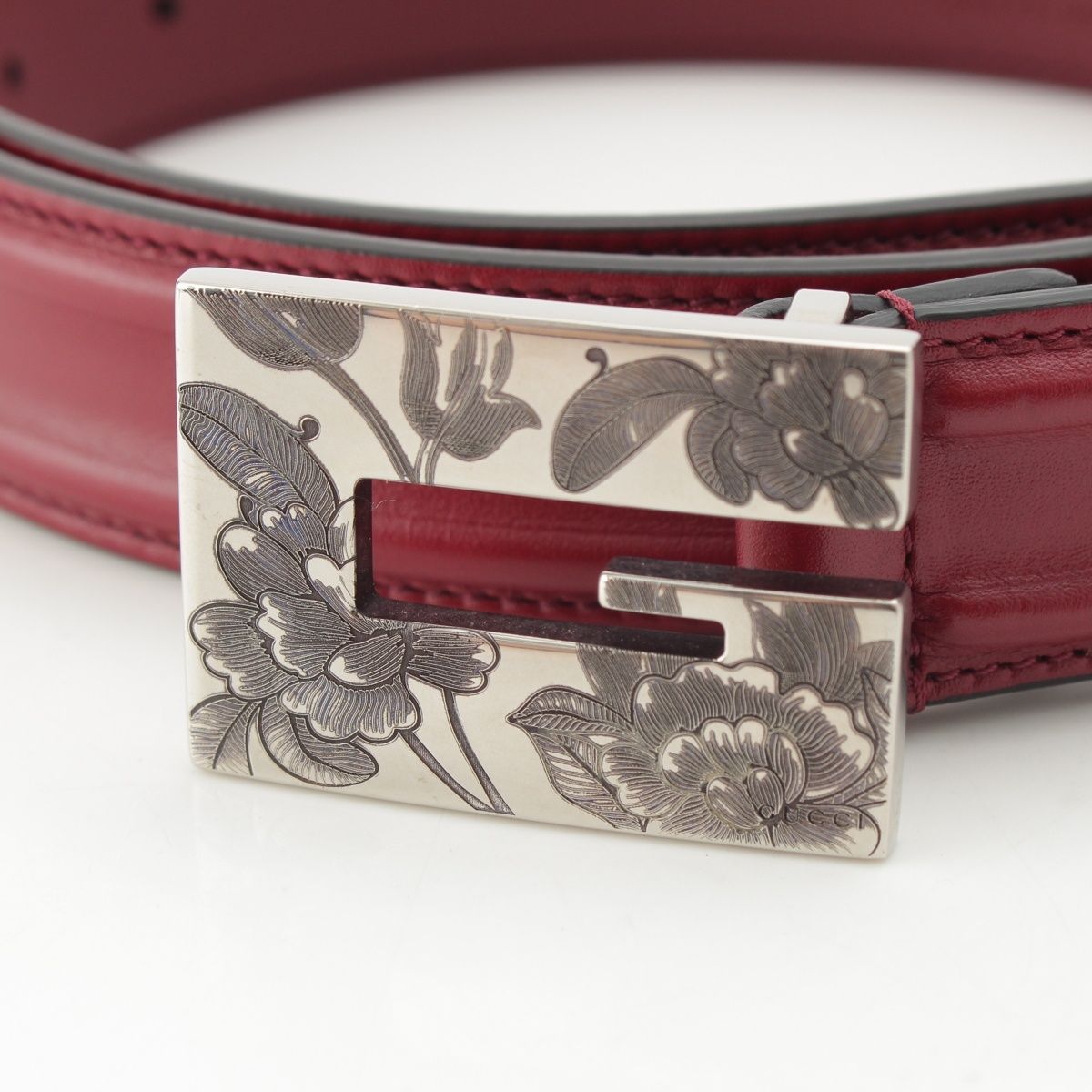 Gucci Leather G Flower Buckle Belt Bordeaux 95 — view 3