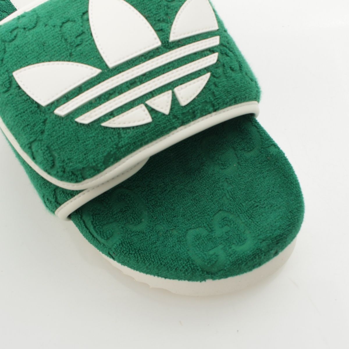 Gucci Adidas GG Cotton Canvas Platform Slides Sandals Green — view 6
