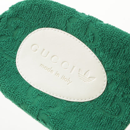 Gucci Adidas GG Cotton Canvas Platform Slides Sandals Green — view 7