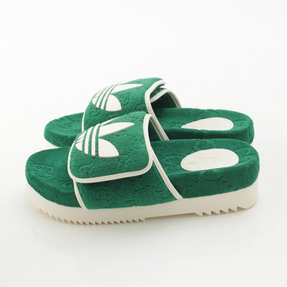 Gucci Adidas GG Cotton Canvas Platform Slides Sandals Green — view 3
