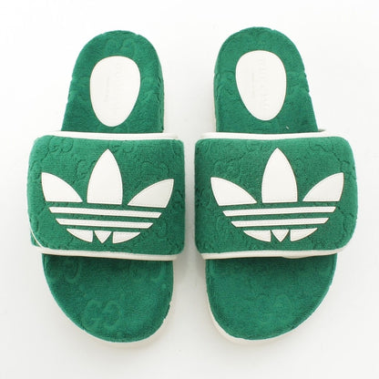 Gucci Adidas GG Cotton Canvas Platform Slides Sandals Green — view 2
