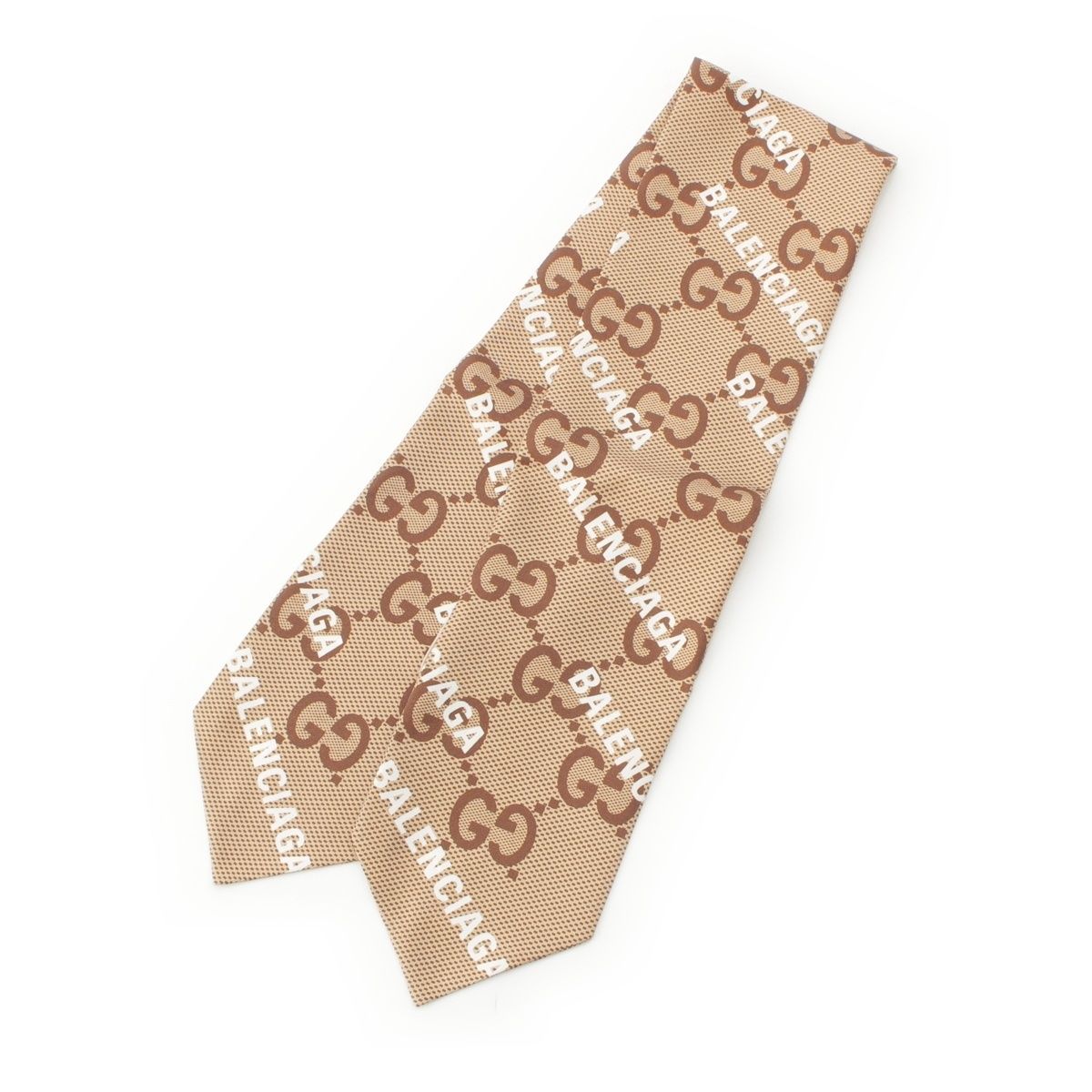 Gucci Silk the Hacker Maxi GG Neck Bow Scarf Beige