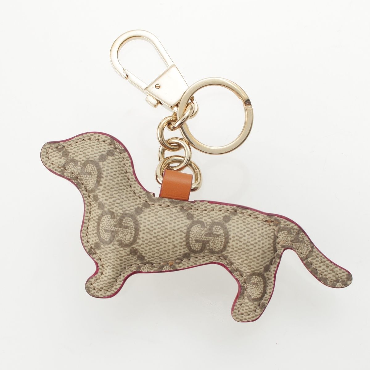 Gucci GG Supreme Canvas Dog Shape Charm Key Holder Beige Dark Brown — view 2