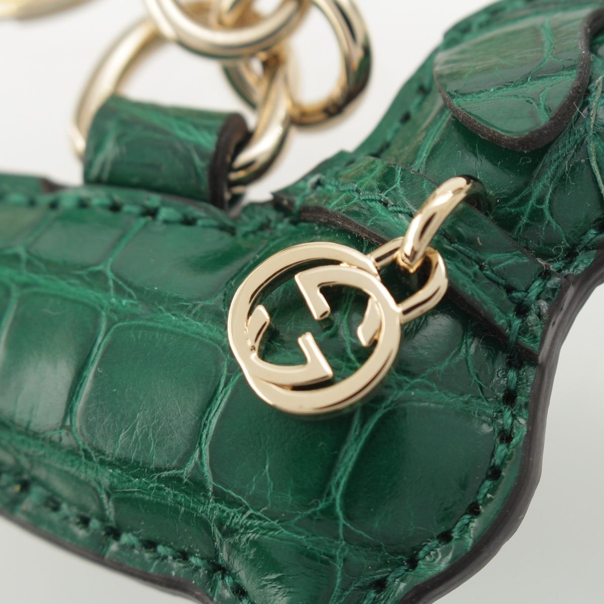 Gucci Leather Dog Shape Charm Key Holder Green — view 4