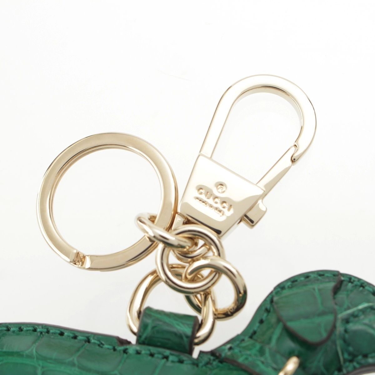 Gucci Leather Dog Shape Charm Key Holder Green — view 6