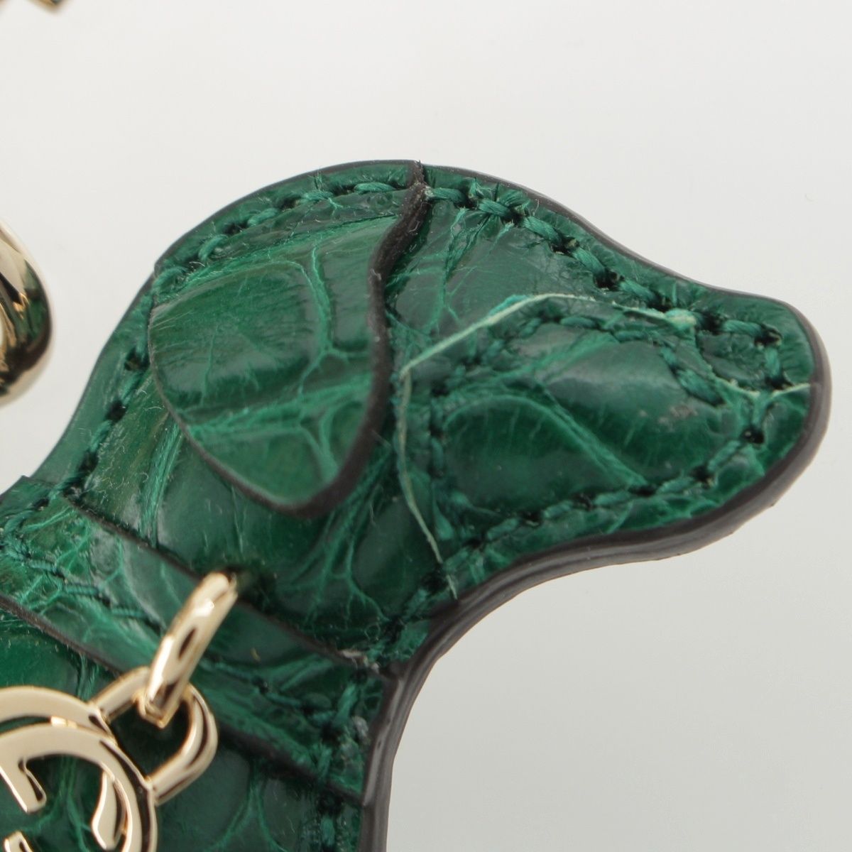 Gucci Leather Dog Shape Charm Key Holder Green — view 3