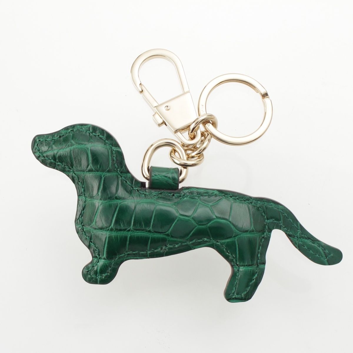 Gucci Leather Dog Shape Charm Key Holder Green — view 2