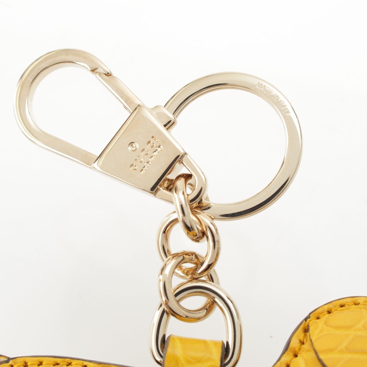 Gucci Leather Dog Shape Charm Key Holder Yellow — view 6