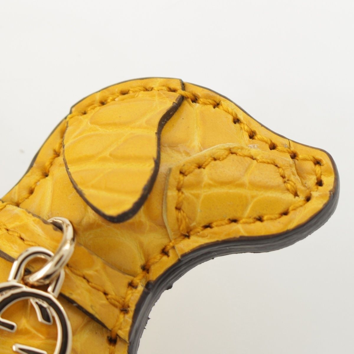Gucci Leather Dog Shape Charm Key Holder Yellow — view 3