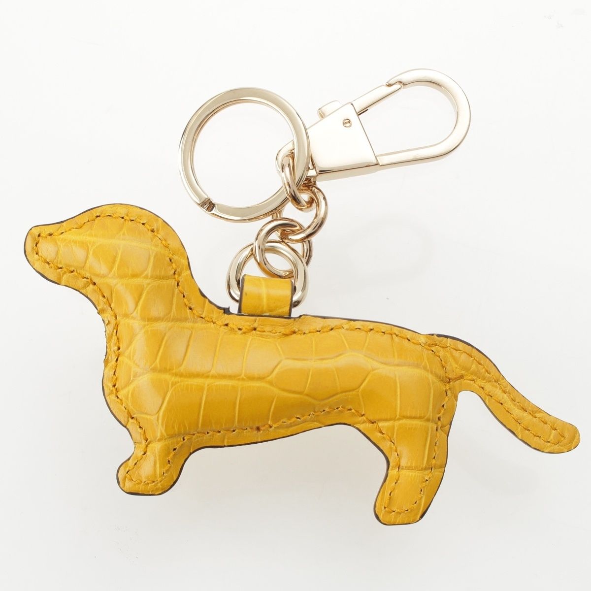 Gucci Leather Dog Shape Charm Key Holder Yellow — view 2