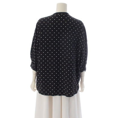 Prada Silk Dot Bow Tie Ribbon Blouse Top Black 36 — view 4