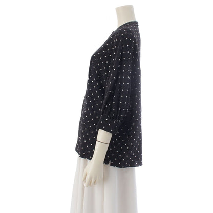 Prada Silk Dot Bow Tie Ribbon Blouse Top Black 36 — view 3