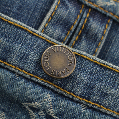 Louis Vuitton Denim Cotton Monogram Button Jacket Indigo 42 — view 8