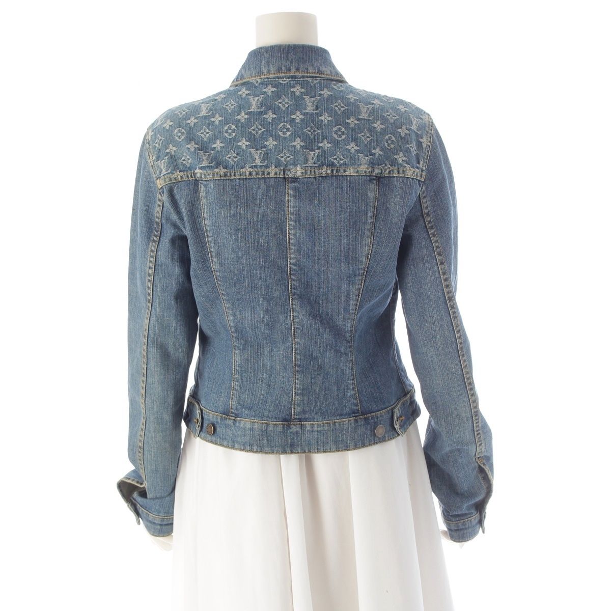 Louis Vuitton Denim Cotton Monogram Button Jacket Indigo 42 — view 4