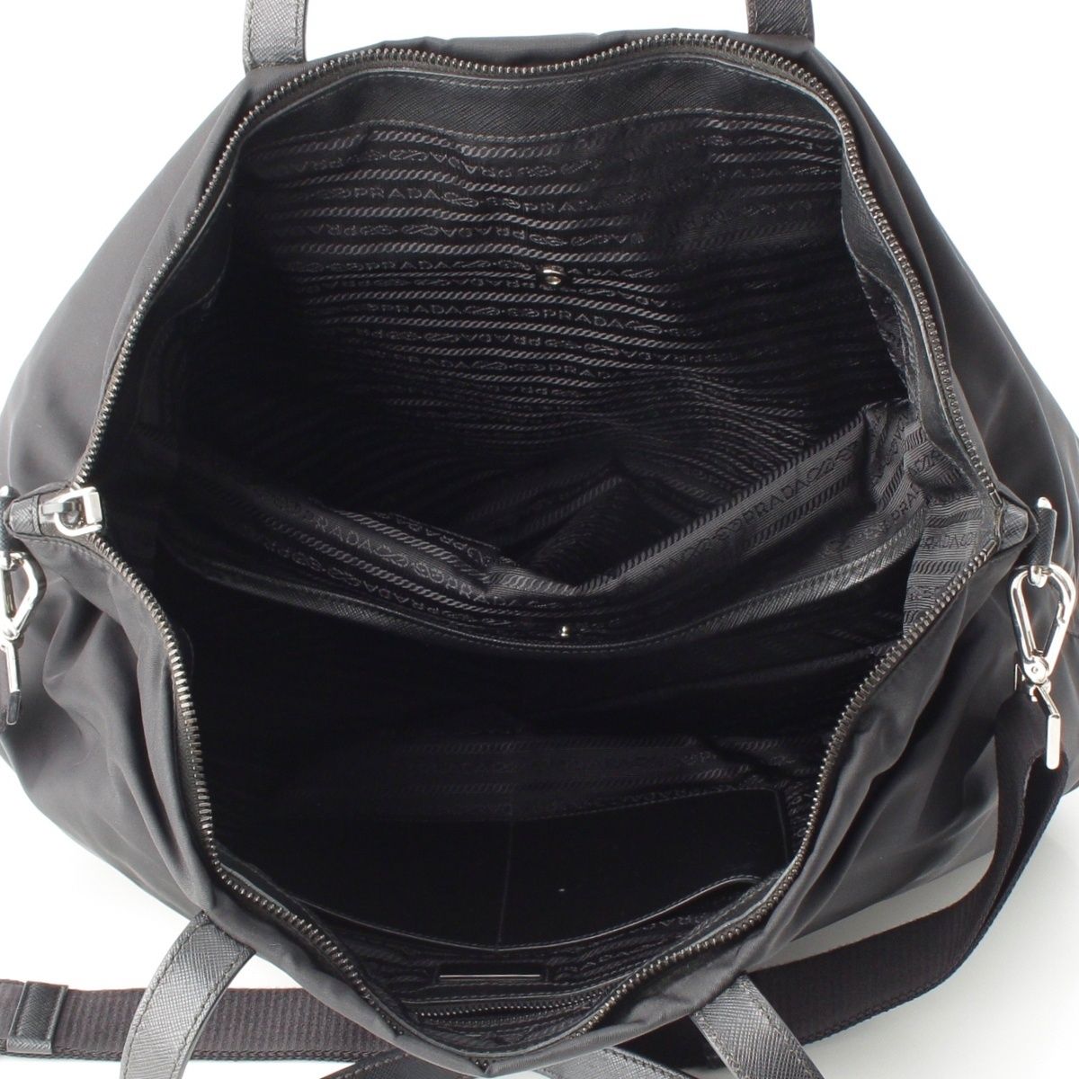 Prada Nylon Leather 2-Way Shoulder Tote Bag Triangle Logo Black — view 6