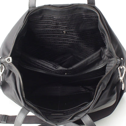 Prada Nylon Leather 2-Way Shoulder Tote Bag Triangle Logo Black — view 6