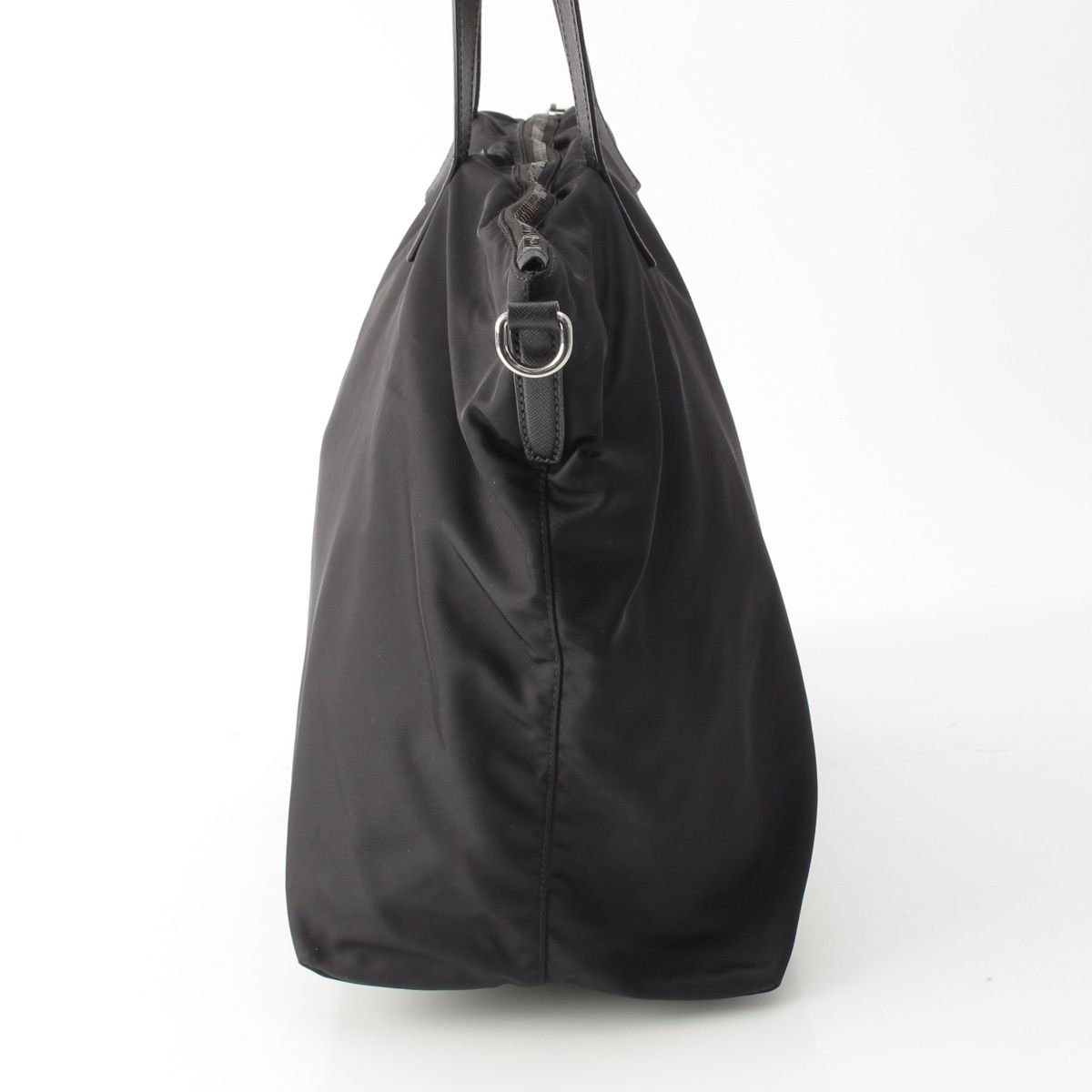 Prada Nylon Leather 2-Way Shoulder Tote Bag Triangle Logo Black — view 3