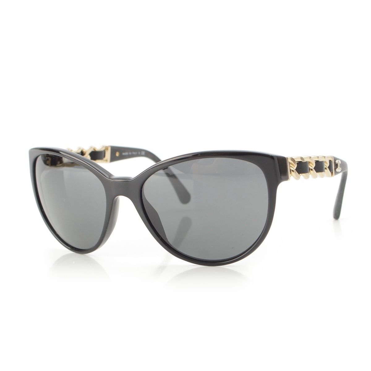 Chanel Acetate CC Logo Chain Detail Sunglasses Black Eyewear