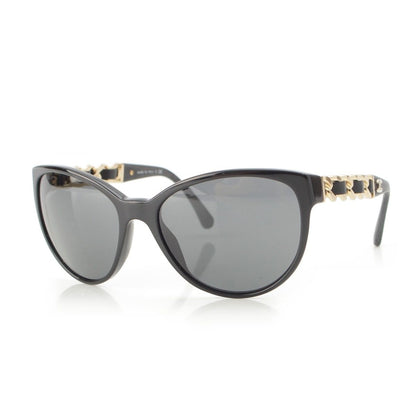 Chanel Acetate CC Logo Chain Detail Sunglasses Black Eyewear