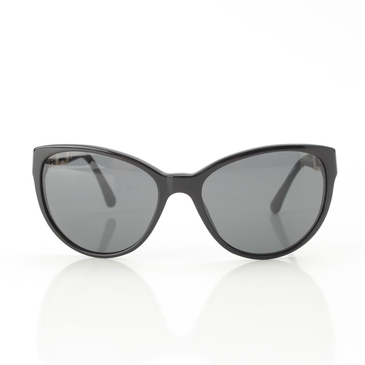 Chanel Acetate CC Logo Chain Detail Sunglasses Black Eyewear — view 2